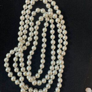 Vintage 52" Hand Knotted Faux Pearl Necklace Classic Opera Length
